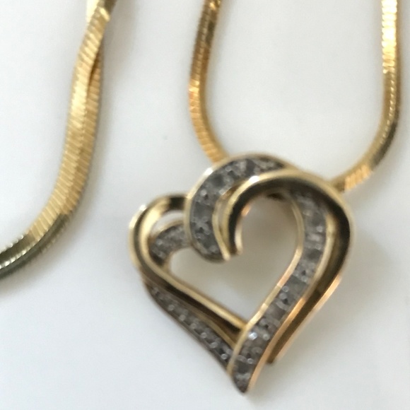 Modern 925 Silver Gold Plated Necklace Heart Pendant made in Italy - Picture 3 of 9